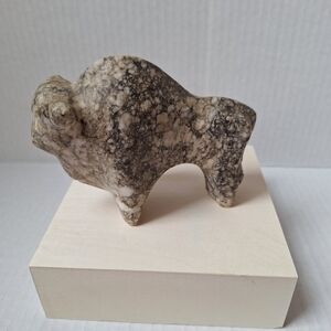USSR Polished Marble Stone Buffalo Sculpture Modernist Russia 4x6"